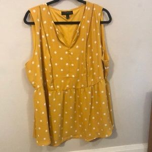 Lane Bryant Mustard Yellow Polkadot Sleeveless Top
